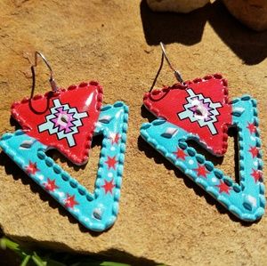 Triangle geometric aztec earrings